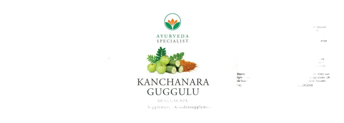 Ayurveda Specialist B.V. Kanchanara Guggulu Nahrungsergänzung, Tabletten in Verpackung, traditionelle ayurvedische Heilmittel