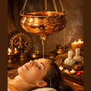Reines kupfernes Shirodhara-Gefäß von Ayurveda Specialist B.V. mit etwa 23 cm Durchmesser, für Körperpflege und Ayurveda-Behandlungen