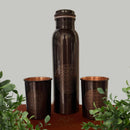 Reines Kupferset Flower of Life Antik mit 950 ml Kupferwasserflasche und 2 Kupferbechern in Geschenkbox, Ayurveda Specialist B.V.