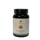 Gokshura Ayurveda Nahrungsergänzungsmittel in einer Packung, mit Kräuterformel für Gesundheit und Wohlbefinden.