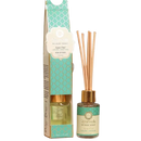 Aqua oud ayurveda mini-duftstäbchen von Song of India mit klarem glasflakon, goldfarbenem deckel und holzstäbchen