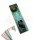 Teal und gold gemustertes box set mit song of india aqua oud ayurveda räucherstäbchen und metallischer blumenemblem