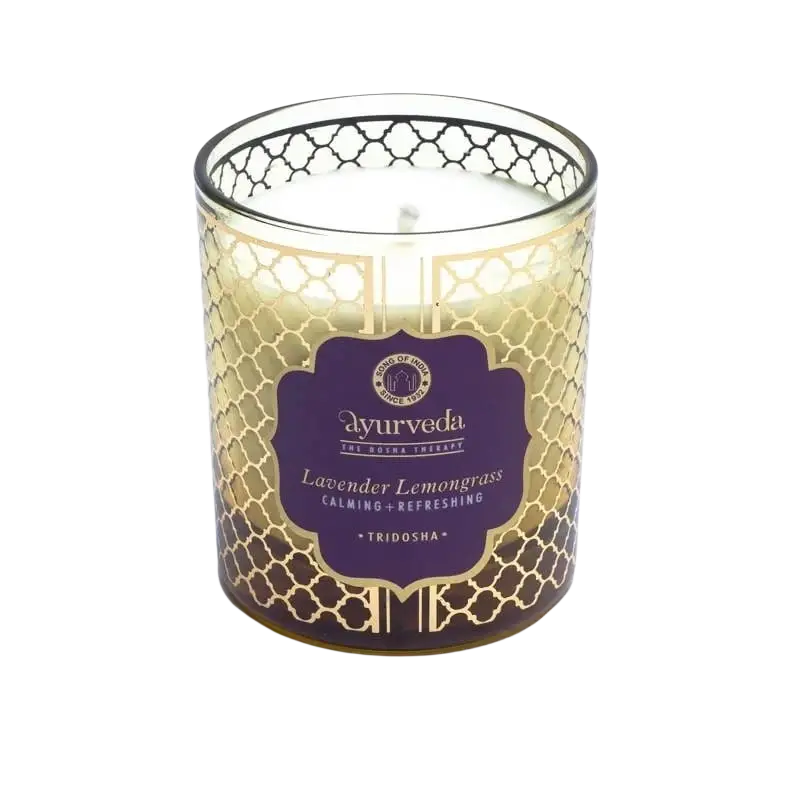 Ayurveda Specialist B.V. Tridosha Lavendel-Zitronengras Kerze mit Lavendel- und Zitronengras-Duft, entspannende Aromakerze