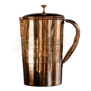 Polierte reine kupferkaraffe ayurveda spezialist mit dekorativer floraler prägung und passendem deckel 1,5l