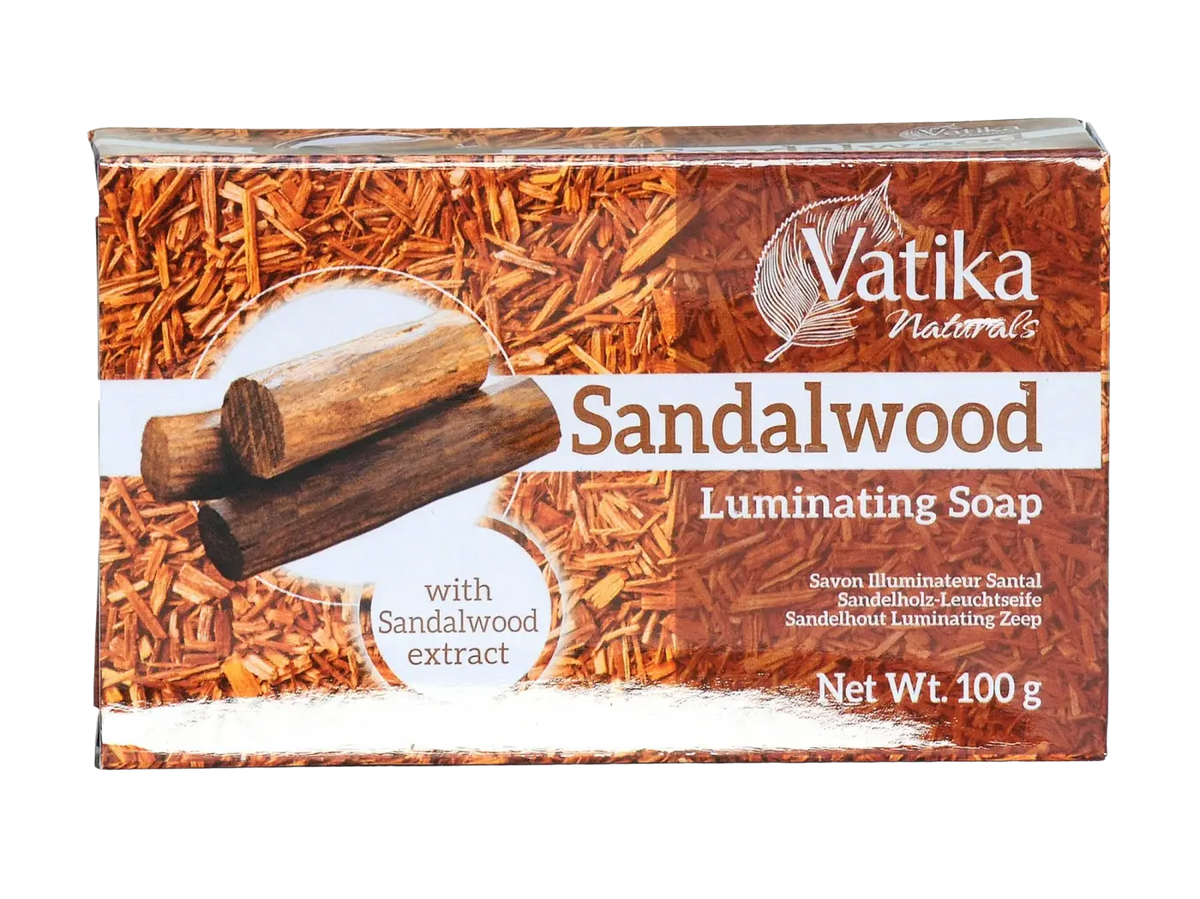 Ayurvedische Sandelholz-Seife von Vatika für klare, reine und gepflegte Haut, natürliche Seife mit Sandelholzduft.