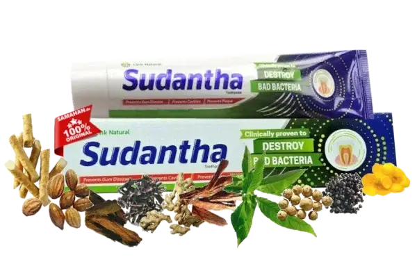 Samahan Ayurvedische Sudantha Zahnpasta in blauer Tube für die Mundhygiene, mit natürlichen Inhaltsstoffen, für frischen Atem
