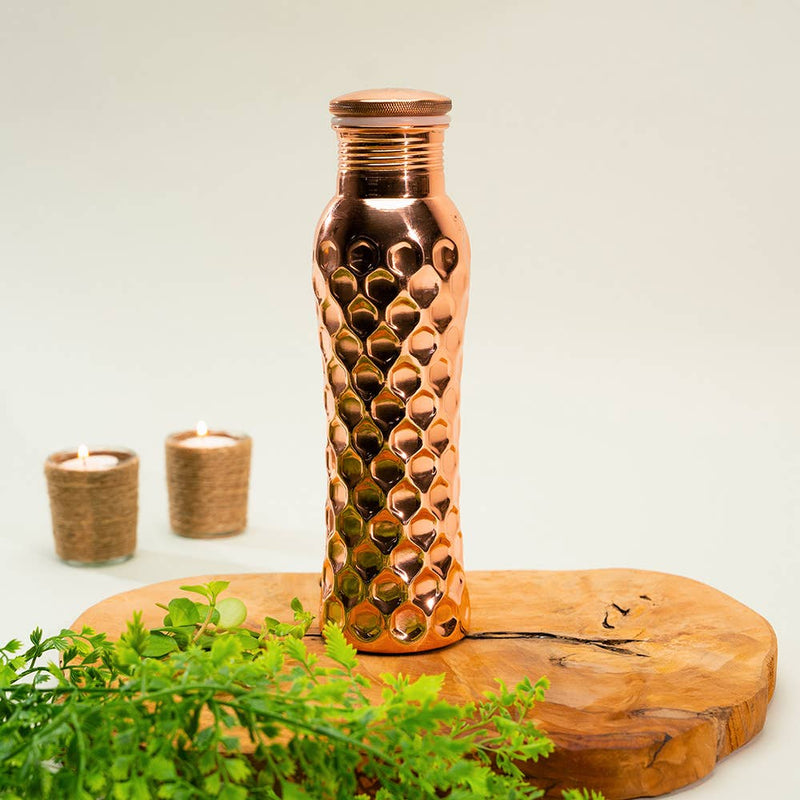 Ayurveda Specialist B.V. - Reine Kupferwasserflasche Diamantpoliert - 1 Liter