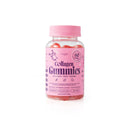 Vorderansicht einer rosa Flasche Myga Collagen Gummies auf weißem Hintergrund.