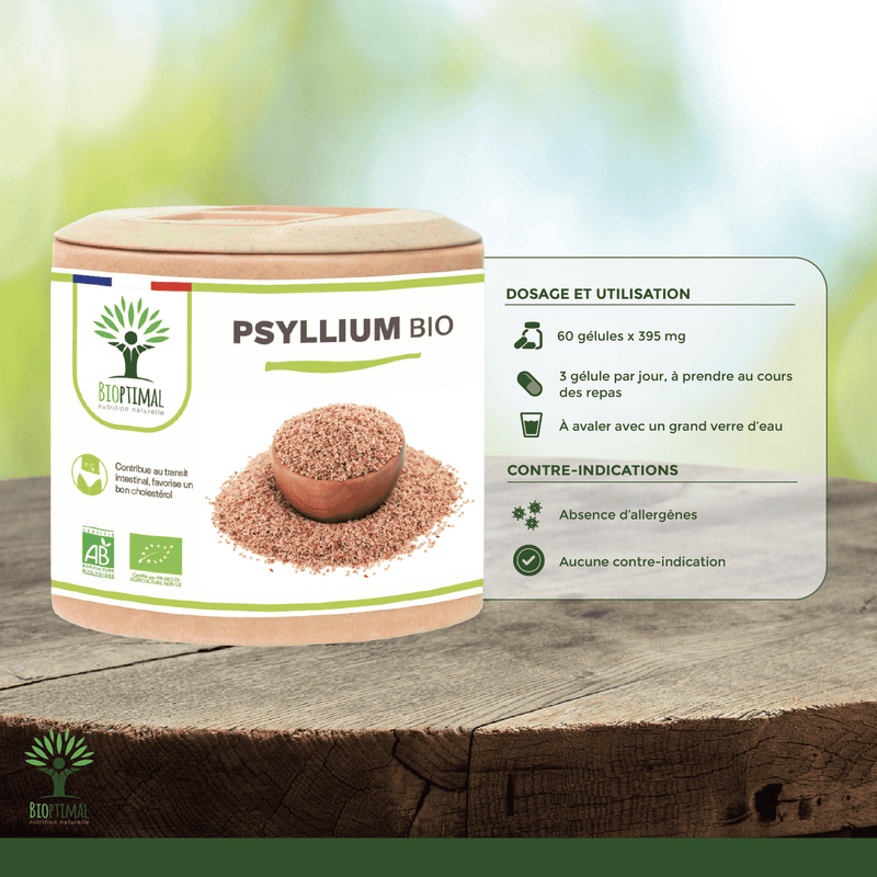 Psyllium Bio – psyllium food supplement in capsules for healthy digestion and cholesterol regulation