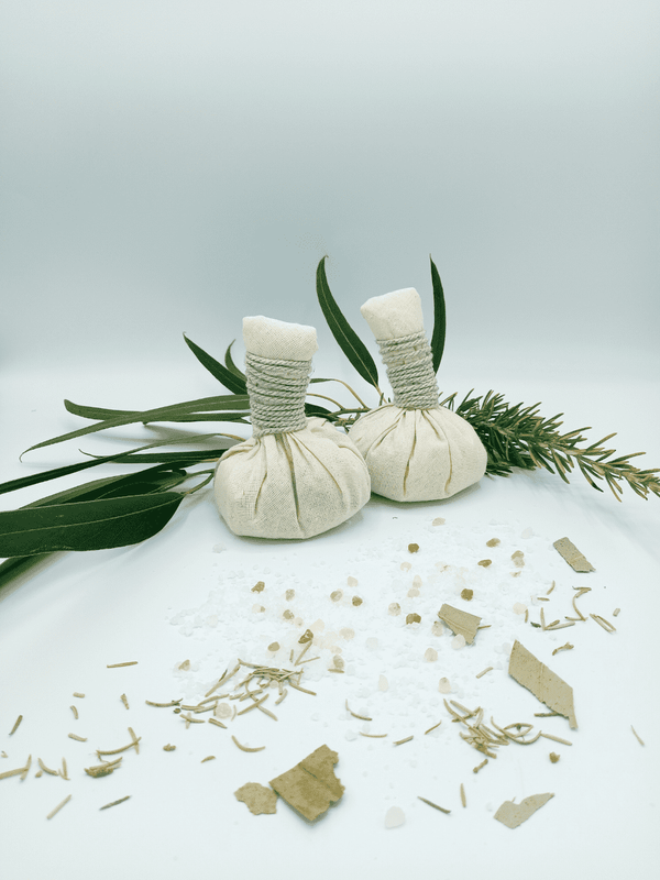 d'Natureza - Saboaria da Serra, Lda - Set aus 2 Körper-Pindas mit Rosmarin und Eukalyptus Kräuterstempel
