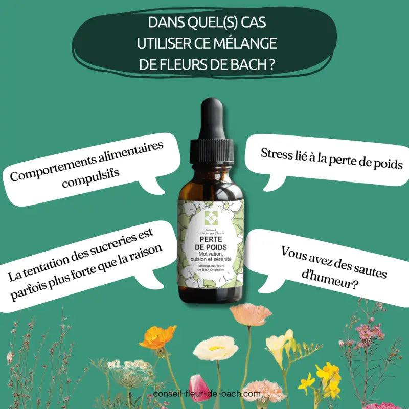 Bachblüten Nahrungsergänzung Gewichtsverlust von Conseil fleur de Bach, natürliche Unterstützung für mehr Wohlbefinden.