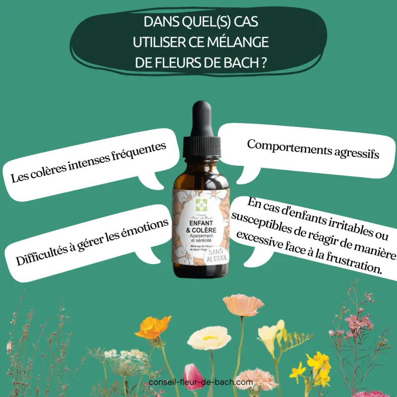 Bachblüten Kind & Wut Tropfen von Conseil fleur de Bach, natürliche Hilfe bei Wutausbrüchen, Flasche mit Tropfen, Kindergesicht