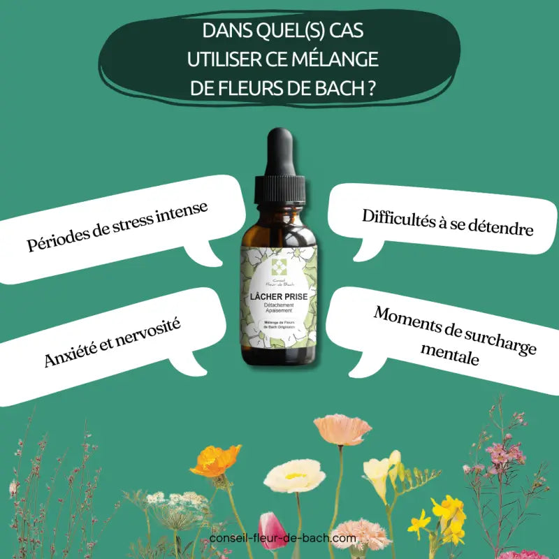 Bachblüten Loslassen Nahrungsergänzung von Conseil fleur de Bach, Flasche mit Blütenextrakten für mehr Ruhe und Gelassenheit