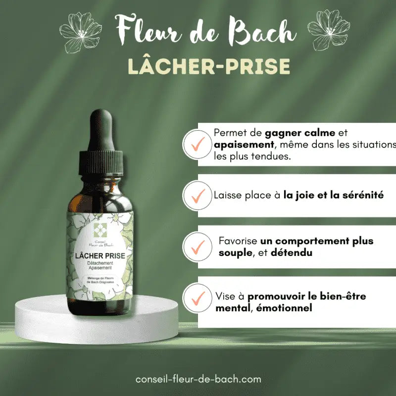 Bachblüten Loslassen Nahrungsergänzung von Conseil fleur de Bach, Flasche mit Blütenextrakt für mehr Ruhe und Gelassenheit