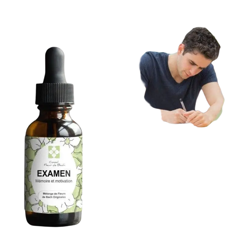 Bachblüten Prüfung Tropfen von Conseil fleur de Bach, Flasche mit Tropfen, natürliche Unterstützung für Konzentration und Selbstvertrauen