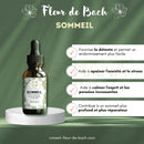 Flor de bach sommeil schlafhilfe in dunkler bernsteinfarbener glasflasche mit weißem etikett und grünen floralen mustern für natürliche unterstützung bei erholsamem schlaf