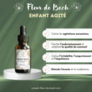 Bachblüten Unruhiges Kind Tropfen von Conseil fleur de Bach, natürliche Unterstützung bei Hyperaktivität, Flasche mit Tropfen.
