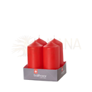 Vier rote balthasar zylinderkerzen swiss made im grauen karton mit swiss flag emblem bei mana shop