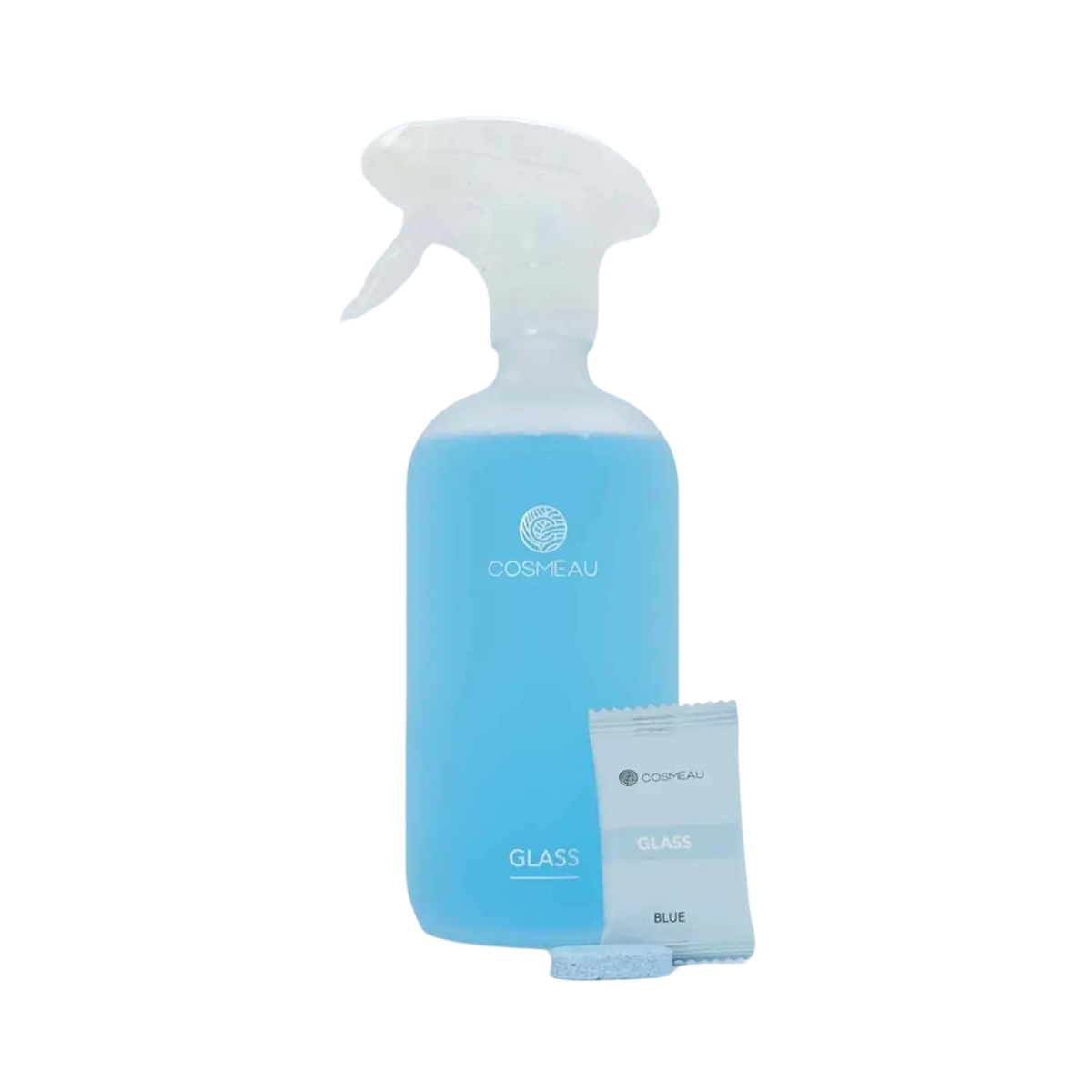 Bamboozy x Cosmeau Glas-Sprühflasche in Mattweiß, Reinigungsmittel, elegante Kunststoffflasche mit Sprühkopf