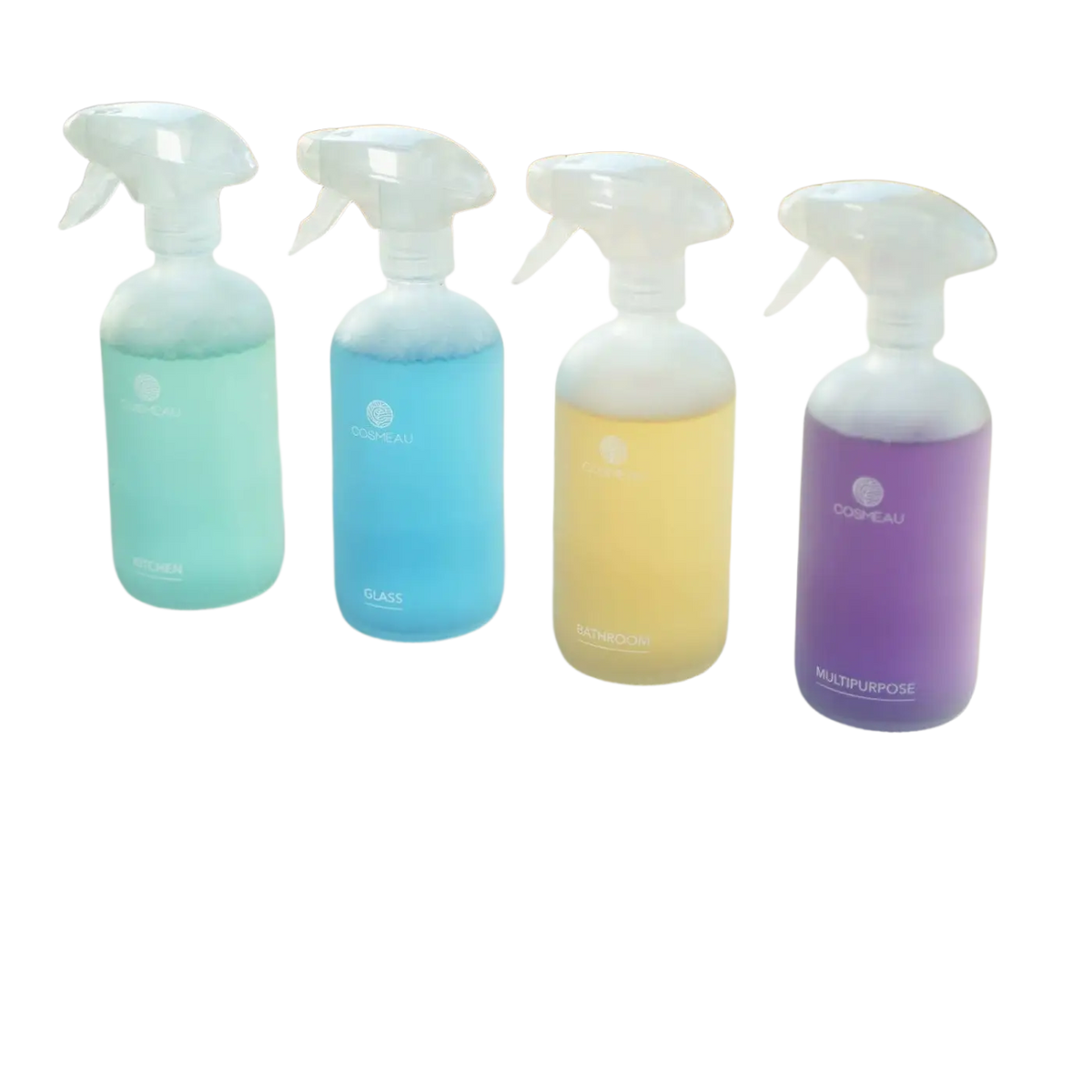 Bambuszy x Cosmeau Glas-Sprühflasche in Mattweiß, Reinigungsmittel, umweltfreundliche Sprühflasche aus Glas