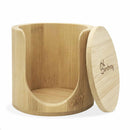 Bambus-Halter für Wattepads von Bamboozy x Cosmeau, nachhaltiges Körperpflegeprodukt, aus Bambusholz gefertigt.
