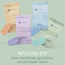 Lavender-scented bamboozy x cosmeau kitchen cleaning tabs in soft purple pouch for multi-purpose kitchen cleaning