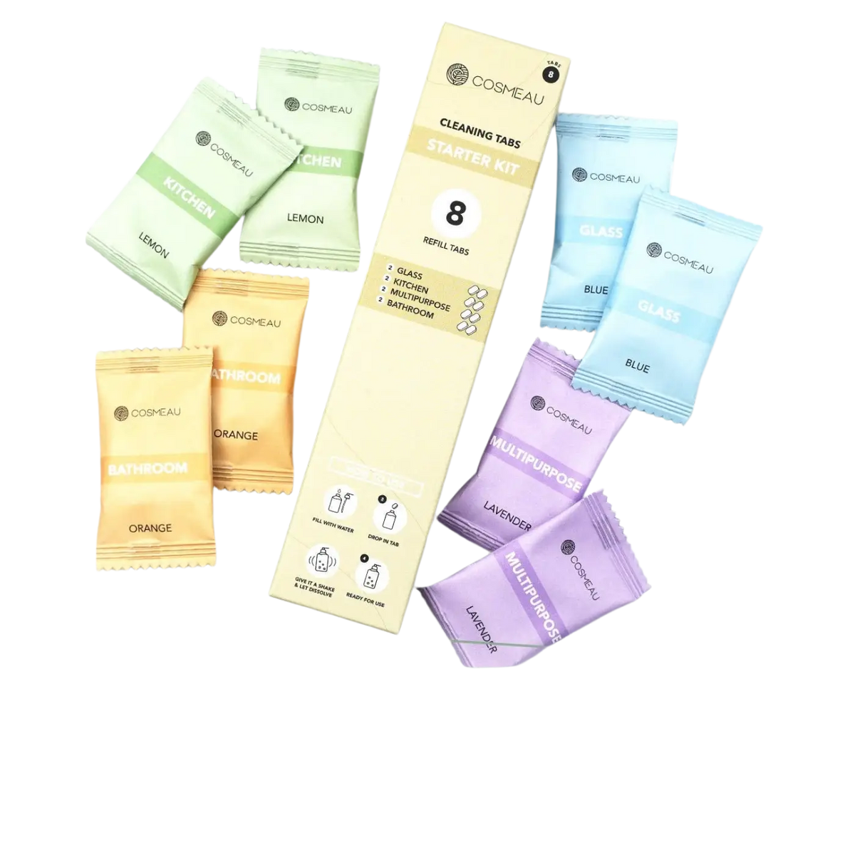 Bamboozy x Cosmeau Küchenreiniger Tabs, Nachfüllpackung mit 6 Oberflächenreiniger in praktischer Verpackung, umweltfreundlich