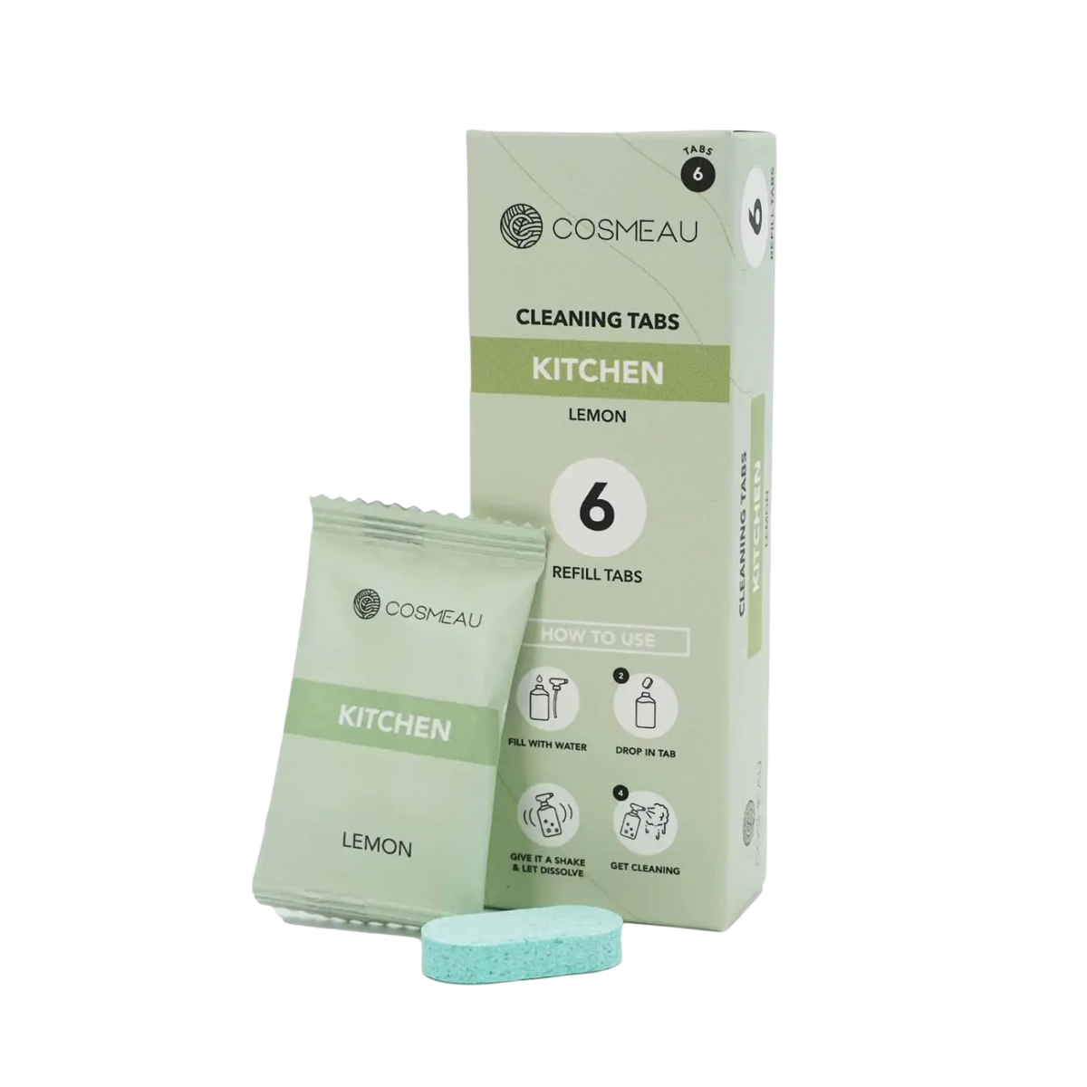 Bamboozy x Cosmeau Küchenreiniger Tabs, Oberflächenreiniger, Nachfüllpackung mit 6 Tabs, umweltfreundliches Reinigungsmittel