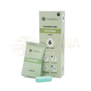 Bamboozy x cosmeau lemon-scented kitchen cleaning tabs in mint-green packaging with one tab and foil wrapper displayed