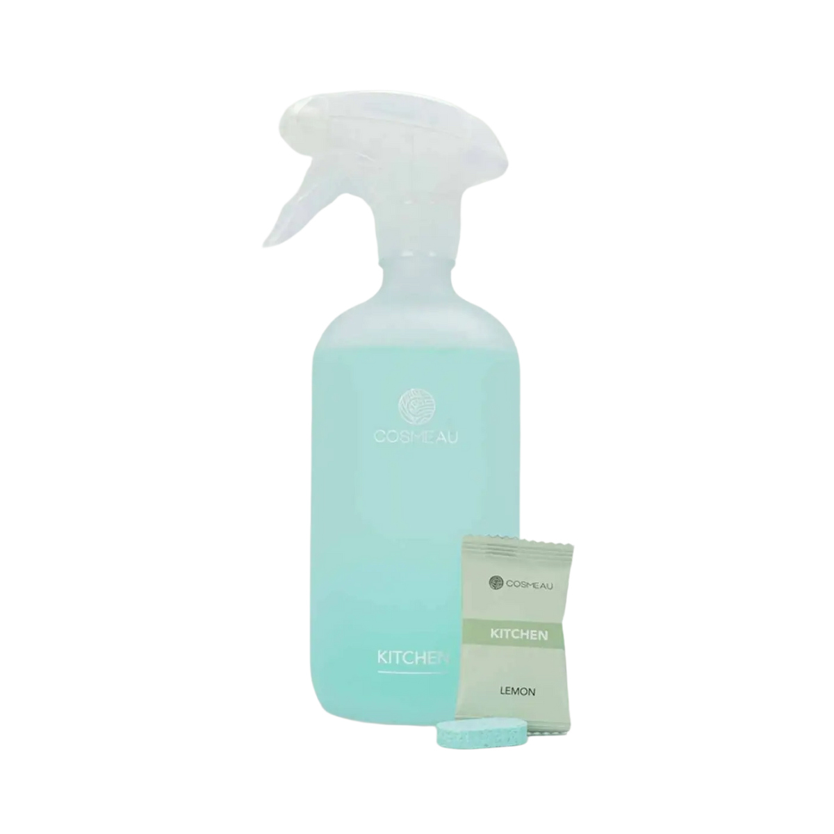 Bamboozy x Cosmeau Küchensprühflasche aus mattweißem Kunststoff, geeignet als Reinigungsmittel für die Küche