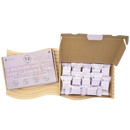 Lavendel farbene, einzeln verpackte bamboozy x cosmeau tiefenreinigungstabletten für waschmaschinen umweltfreundlich in karton