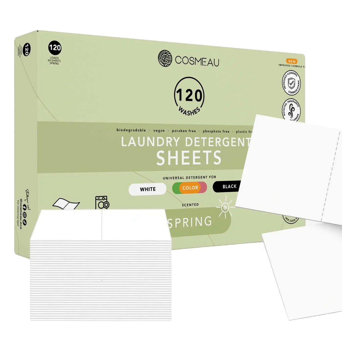 Bamboozy x Cosmeau umweltfreundliche Frühling-Wäschetücher, weiche Baumwollwaschmittel für nachhaltige Wäsche.