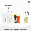 Bamboozy x cosmeau zeigt baby und toddler geeignete pH-neutrale waschstreifen von plastikflaschen zu kartonverpackung