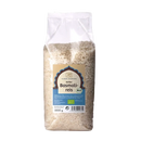 Bio Basmati Reis von Classic Ayurveda, getrocknetes Getreide in durchsichtiger Verpackung, ideal für gesunde Mahlzeiten