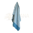 Cotton sarong von mana shop in himmelblau mit weißen streifen und fransen 100x180 cm