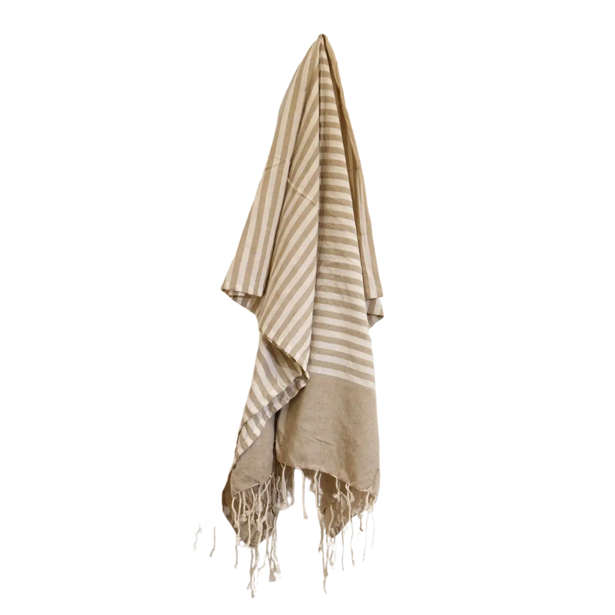 Lunghi Baumwoll-Sarong in warmer Sand mit beige und weißen Streifen, 100x180 cm, von AW Artisan, bequem und stilvoll.