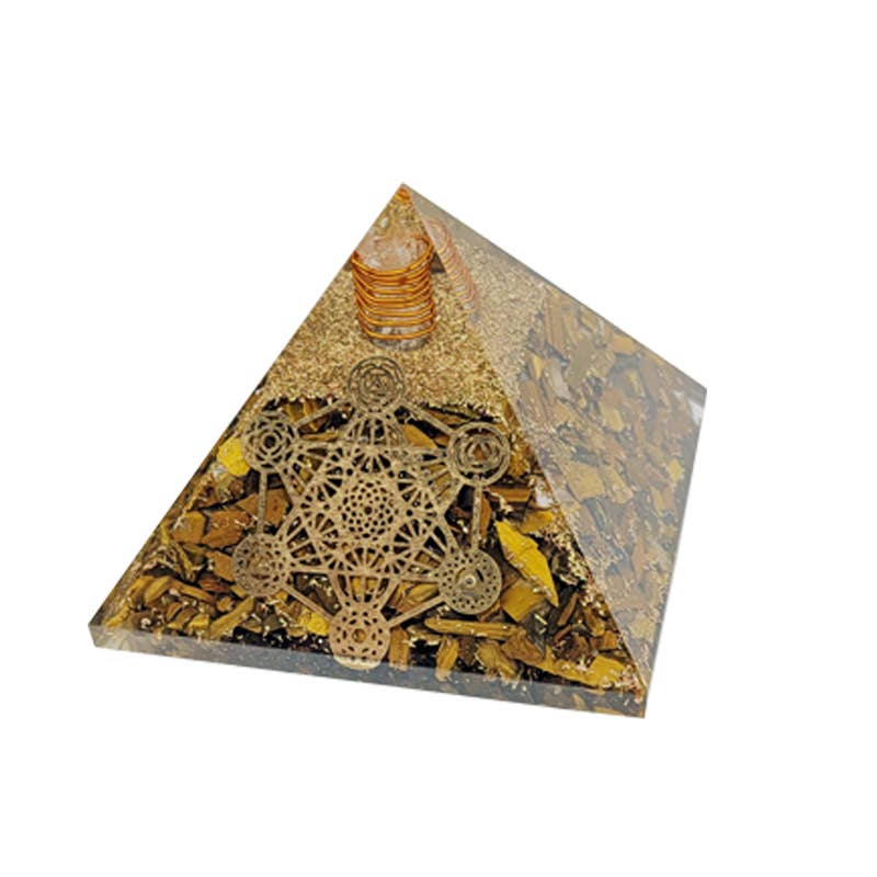 Artisans de Madagascar - Metatron Orgonite Tigerauge-Pyramide 7,5 cm