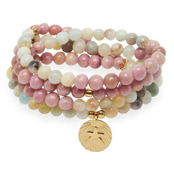 KARMA YOGA SHOP - Mala „Ocean“ Armband aus Amazonit & Rhodochrosit