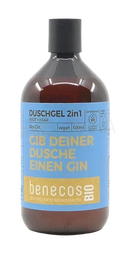 Dunkle bernsteinfarbene glasflasche benecos bio duschgel 2in1 bdih organic 500ml für haut und haar