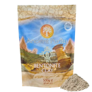 Ancient purity bentonit-ton lebensmittelqualität 500g mit grauem pulver in desert-themed verpackung