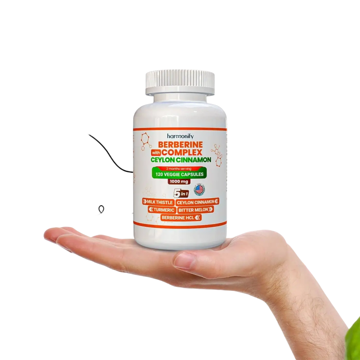 HARMONIFY Berberin Komplex 5-in-1 Nahrungsergänzung mit Ceylon-Zimt, Kurkuma und Mariendistel, 120 Kapseln