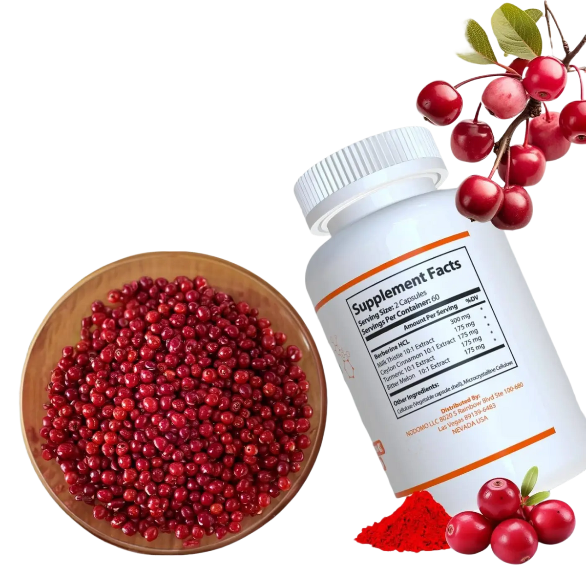 HARMONIFY Berberin Komplex 5-in-1 Nahrungsergänzung mit Ceylon-Zimt, Kurkuma und Mariendistel in 120 Kapseln