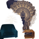 Navyblaues baumwoll-ritualtuch mit goldgeprägtem buddha und mandala als wandbehang für meditationsräume