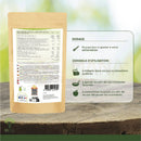 A tan resealable pouch of biotimal organic acai pulver vegan superfood mit nutritional info on the back