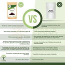 Braune wiederverwendbare biooptimal pouch mit bio-acai pulver vegan superfood mit pflanzenbasiertes protein