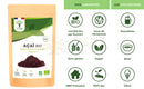 Vibrantes lila bio acai pulver in orange weißem pouch von euphémie als superfood mit pflanzenbasiertes protein