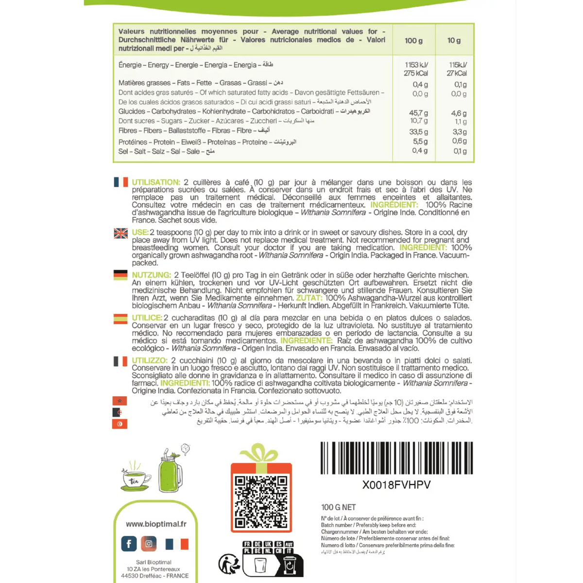 Bio-Ashwagandha-Pulver, Nahaufnahme