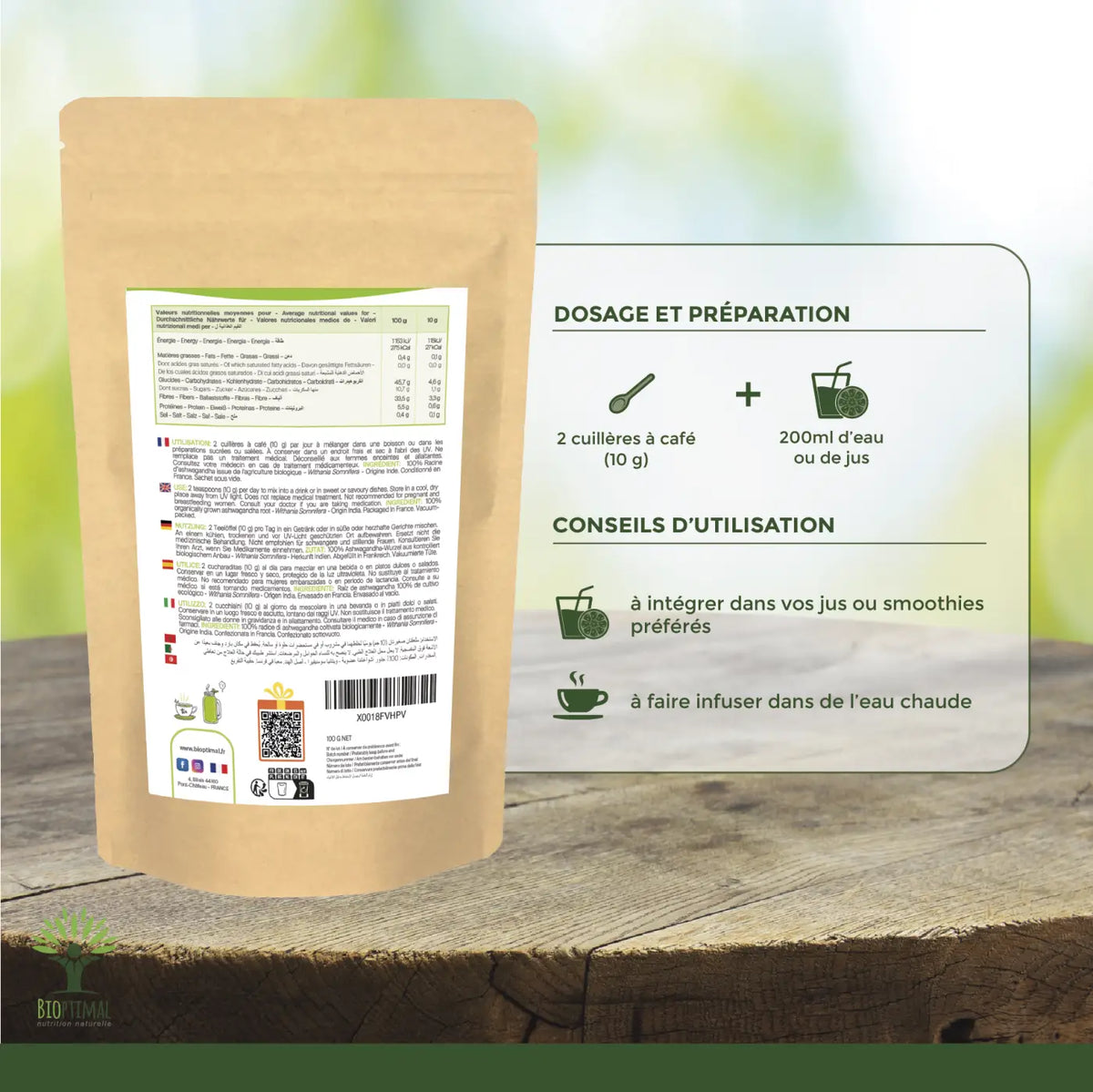 Bio-Ashwagandha-Pulver, offen