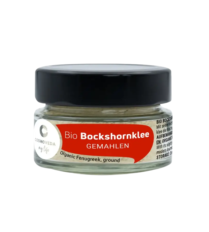 Bio Bockshornklee Gewürz Pulver von Cosmoveda, 25 g, gemahlenes Gewürz für Verdauung, Immun und Blutzuckerregulierung