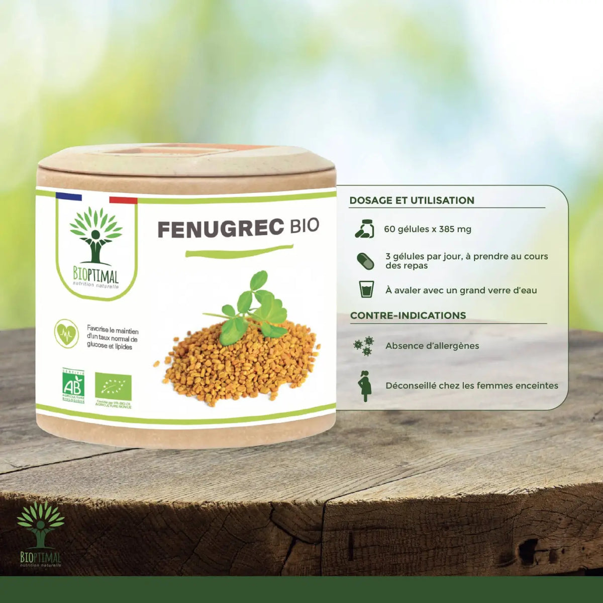 Bio-Bockshornklee Nahrungsergänzung in Kapseln, natürliches Produkt für Appetitanregung und Blutzuckerregulation, Bioptimal